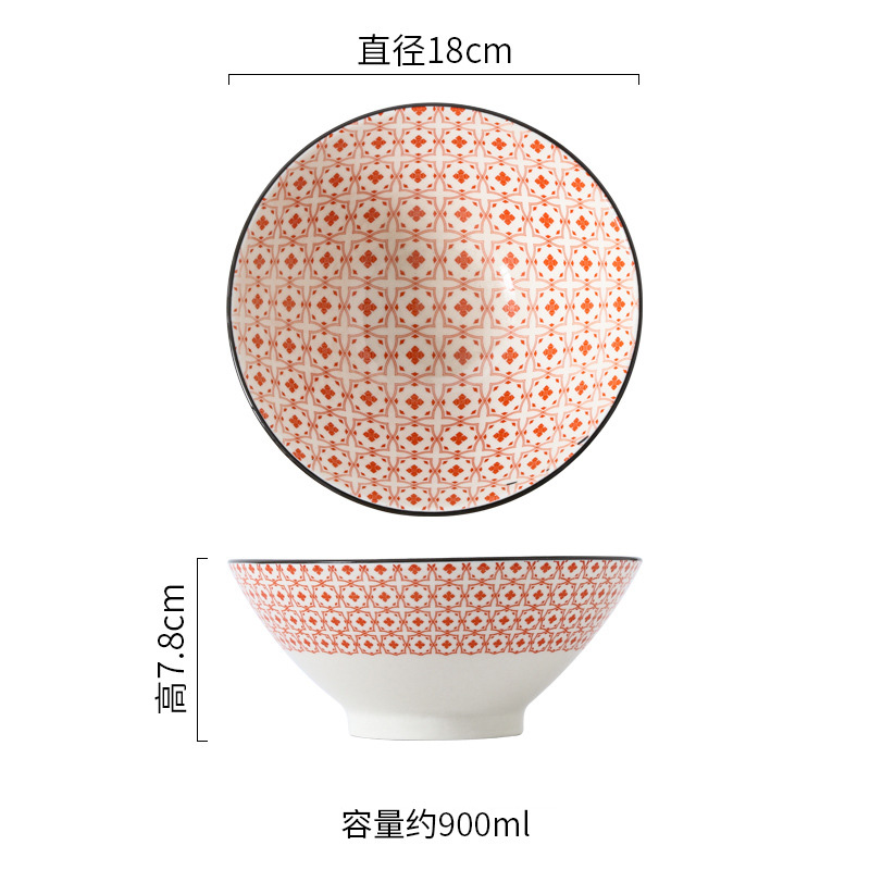 7 inch bucket bowl red grid