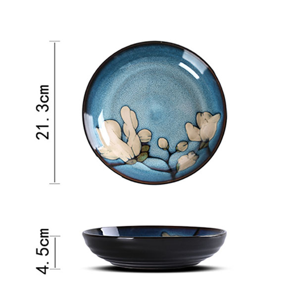 8 inch blue round deep plate